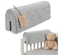 Totsy Baby Tour de lit bébé Respirant 50 cm - Contour de Lits pour Tout-Petits Protege Enfant barreaux ou Barriere Bebe Tours Mousse Berceau Protection Minky Oeko-Tex Gris Clair