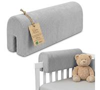 Totsy Baby Tour de lit bébé Respirant 50 cm - Contour de Lits pour Tout-Petits Protege Enfant barreaux ou Barriere Bebe Tours Mousse Berceau Protection Velours côtelé Oeko-Tex Gris Clair B