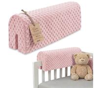 Totsy Baby Tour de lit bébé Respirant 90 cm - Contour de Lits pour Tout-Petits Protege Enfant barreaux ou Barriere Bebe Tours Mousse Berceau Protection Minky Oeko-Tex Rose