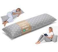 Totsy Baby Traversin Ergonomique 40x145 cm Housse Amovible - Coussin de maternité pour Dormir sur Le côté Body Pillow Bou oux Respirant - certifié Oeko-TEX Étoiles Blanches sur Fond Gris