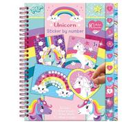 Totum Collez la licorne par numéros : autocollants licorne colorée pour enfants, motricité fine et jeu éducatif, modèles de coloriage, cahier d'autocollants pour enfants, multicolore