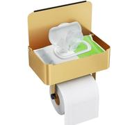 Touche de chasse d'eau en acier inoxydable avec tablette et distributeur, couleur or