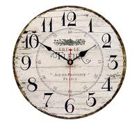 Toudorp Horloge Murale 8 Pouces Facile à Lire Chiffres Arabes Horloge Murale en Bois Silencieux sans Coutil À Piles Horloges Murales Maison Rétro Style Country Français Art Décor Horloge Suspendue