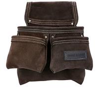 Tough Master Pochette à Outils en Cuir, 4 Poches Multiples en Daim de Buffle pour Les constructeurs, charpentiers, jardiniers, électriciens, Marron
