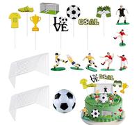 Touosy 18 Pièces Deco Gateau Foot, Decoration Gateau Foot avec Figurine Football et Toppers de Cupcake, Thème Sport Football pour Garçon et Homme Décorations Anniversaire Gateau
