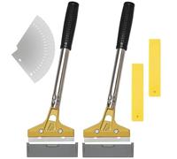 Touosy 2 Pièces Grattoir avec 20 Lames Acier Carbone, Grattoir Peinture Vitre Gratte Racloir vitrocéramique Vitre Cheminée Long Manche Ergonomique pour Table Cuisson Carrelage Colle Papier Peint