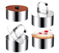 Touosy 4 Pièces Cercle Patisserie, Inoxydable Emporte Piece Rond avec Poussoir Cercle Cuisine, Réutilisable Emporte Piece Cuisine Emporte-Pièces pour Mousses Gâteaux Pâtisseries (8 CM)