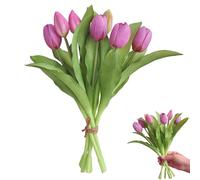 Touosy 7 Pièces Tulipe Artificielle Bouquet de Fleurs Artificielles Fausse Fleur Decoration pour Décoration Table Fête Mariage Maison Fête Bureau Hôtel Réception Idées Bricolage (Violet Clair)