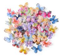 Touosy Dryxog 70 Pièces Papillon Decoration avec Diamant, Stickers Muraux Decoration Chambre Fille, en Mousseline de Soie Translucide, 3D Papillon Stickers pour Fête Chambre Gâteau (Style B)