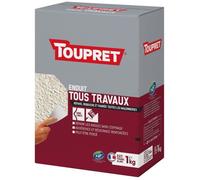 TOUPRET Enduit tous travaux en poudre - Extérieur - 1 kg - Blanc