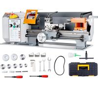 Tour à métaux, 7 po x 13,78 po, tour à métaux électrique de précision pour établi, vitesse variable en continu de 0 à 2200 tr/min, moteur à balais de 500 W, engrenages métalliques, avec boîte à outils