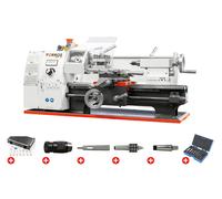 Tour à métaux d'établi hauteur des pointes 100 mm entre-pointes 300 mm alésage 21 mm 0,6 kW 230V + accessoires essentiels Torros PACK TR1830V