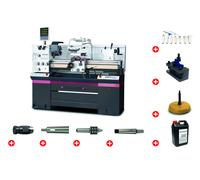 Tour à métaux - hauteur de pointe 180 mm - entrepointes 1000 mm - passage de broche 52 mm - 2,2 kW - 400V - avec accessoires essentiels Optiturn TM3610D PACK