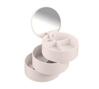 Tour cosmétique avec miroir, 3 compartiments rotatifs - rose WENKO