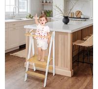 Tour d Observation Enfant, Tour Montessorienne d'apprentissage Pliable Multi-usages Tour d'apprentissage en Bois Naturel de Bouleau, Pliable, Sécurité-88 * 45 * 45 cm-blanc