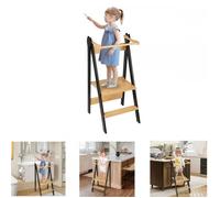 Tour d Observation Enfant - XUANYU - Tour Montessorienne d'apprentissage Pliable - Bois - Noir