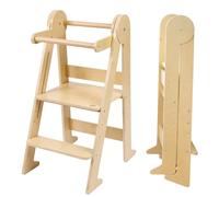 Tour d’Observation Montessori Pliable compacte et légère - Bois de Bouleau résiste à 80kg - 3 Hauteurs Réglables - Certifié CE et Sécurité Anti-Basculement - Autonomie & Motricité - Dès 12 Mois