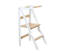 leg&go Tour d’apprentissage pliable ZigZag en bois avec barre de sécurité, Blanche