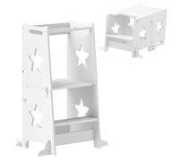 Tour d'apprentissage 2-en-1 pour enfants - Peut être transformée en table et en chaise, idéale pour aider en cuisine - Barre de sécurité - Dimensions : 60 x 44,5 x 86 cm - Fabriquée en MDF et en bois