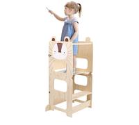 Tour d'apprentissage 3 en 1,Tour d'apprentissage Enfant,Tour d’Apprentissage/Tour d'Observation Montessori en Bois,Surface Anti-Dérapante,Table et Chaise pour Enfant (Hérisson)