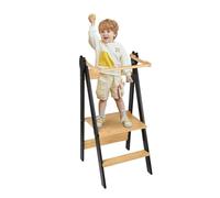 Tour d'apprentissage en Bois Naturel de Bouleau, Pliable,Tour d Observation Enfant, Tour Montessorienne d'apprentissage Pliable Multi-usages Sécurité-88 * 45 * 45 cm-café noir