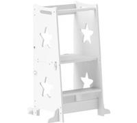 Tour d'apprentissage enfant table ensemble table et chaise 2 en 1 bois blanc Blanc G