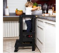 Tour d'apprentissage et observation pour enfants - SPRINGOS - Noir - Bois de pin - 90x39x52 cm