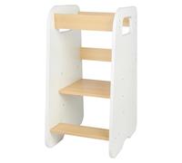 Tour d'apprentissage Montessori - Accessoire de cuisine pour enfants - À partir de 1 an - Réglable en hauteur - Sûre et robuste - En bois - Blanche