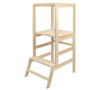 Tour d'apprentissage Montessori - Accessoire de cuisine pour enfants - En bois - À partir de 18 mois - Hauteur fixe - À monter soi-même - Beige
