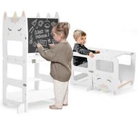 Tour d'apprentissage Montessori pour enfants - Tour d'apprentissage en bois pliable 3 en 1 multifonctionnelle