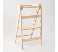 Tour d'apprentissage pliable en bois naturel – Marchepied Montessori pour enfants – hauteur réglable – accessoire de cuisine – naturel