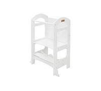 Joyz Tour d'apprentissage pour Enfants 2in1 avec Tableau Noir, Chaise d'Observation Montessori à partir de 1 an, Bois Blanc, Tabouret Auxiliaire Transformable en Table, Anti-basculement, Aide Cuisine