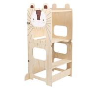 Tour d'apprentissage pour enfants - Aide de cuisine Montessori en bois - Pliable 3-en-1 - Hauteur réglable - Sécurité anti-basculement - À partir de 1 an - Motifs de hérissons