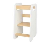 Tour d'apprentissage pour enfants Chaise d'apprentissage 3 marches réglable en hauteur Blanc