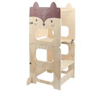 Tour d'apprentissage pour enfants - Tour d'apprentissage Montessori 3-en-1 - Pliable - Bois - Montage requis - À partir de 18 mois - Motif : Renard
