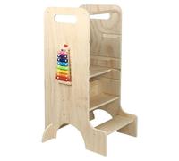 Tour d'apprentissage pour enfants - Tour d'apprentissage Montessori - Tabouret d'apprentissage à hauteur réglable - Bois - Pour les enfants de 1 à 7 ans - Couleurs primaires vives