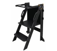 Tour d'apprentissage pour enfants - Tour Montessori pliable - Réglable en hauteur - Bois - À partir de 1 an - Noir