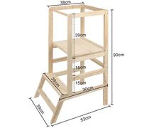 Tour d'apprentissage pour les enfants aides de cuisine en bois et Learning Tower étagères réglables 90 × 52 × 39 cm