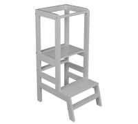 Tour d'apprentissage Shefa Kids en bois massif – Chaise d'apprentissage évolutive en bouleau gris, réglable en hauteur