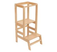 Tour d'apprentissage Shefa Kids en bois massif – Chaise d'apprentissage évolutive en bouleau naturel, réglable en hauteur