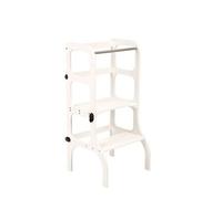 Ette Tete – Tour d’apprentissage Step'n'Sit – Convertible 2-en-1 – Blanc, fermoirs laiton