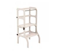 Tour D'apprentissage - Table ""Step'n'sit"". Light Gray / Brass Fermoirs