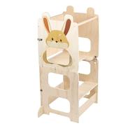 Tour d'apprentissage -Tour d'observation Montessori avec Tableau-Marchepied pour Enfants -Pliable, réglables en Hauteur, Pieds Anti-basculement,5-99 Ans,87 x 42 x 38,5 cm - Lapin