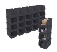 Tour de 4 bacs de rangement en plastique, lot de 6, Sundis FLY TOWER gris