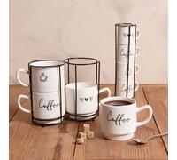 Table Passion Tour de 4 tasses Sweet Coffee – Porcelaine blanche – 12 cl