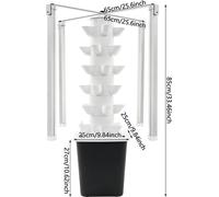 Tour de culture hydroponique - Kit de culture vertical - Avec éclairage - 30 trous de plantation - Pour jardin d'intérieur - Noir