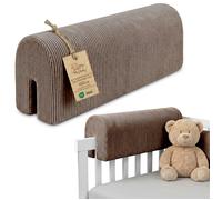 Tour de lit bébé respirant 120 cm - contour de lits pour tout-petits protege barriere bebe tours Mousse Velours côtelé Marron
