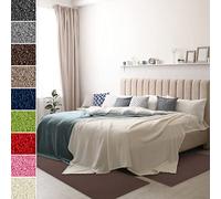 Tour de lit en velours Dynasty - Tapis de descente de lit - Ensemble de 3 pièces en 3 tailles (l : 80 cm | L : 1 x 300 cm + 2 x 150 cm, boue)