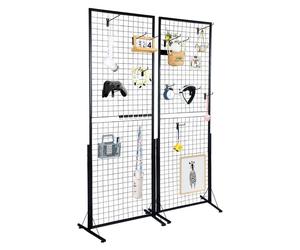 Tour de panneaux muraux grillagés 2' x 5,6', 2 packs de présentoirs grillagés avec base en T, panneaux grillagés double face pour expositions d'artisanat, présentoirs deau détail avec clips et crochet