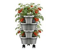 Tour de plantation verticale à plusieurs niveaux avec drainage, empilable | Tour de fleurs à fraises pour cour, terrasse, balcon, pelouse, maison, appartement et ferme